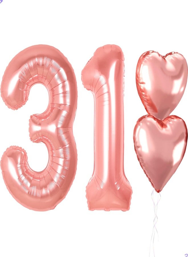 Florisland 40 inch Rose Gold Birthday Balloons for Women, Number 31 Balloon Happy Birthday Decorations for Women Rose Gold Woman 31th Birthay Party Decorations Balloon for Her Hotel Room Wall Decor - Image 1